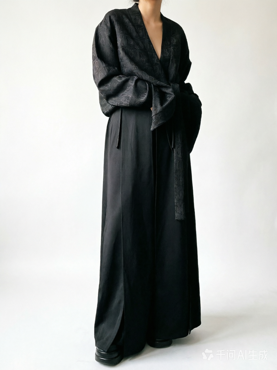 Double layer wide leg pants panel skirt pants suiting fabric black color