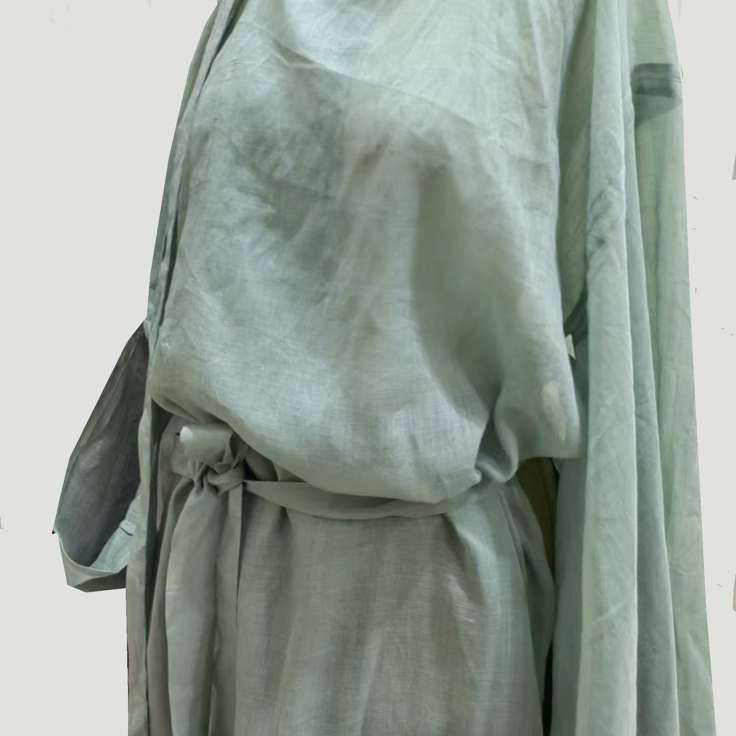 Ramie mint green kariginu Japanese traditional garment loose fit Kariginu robe