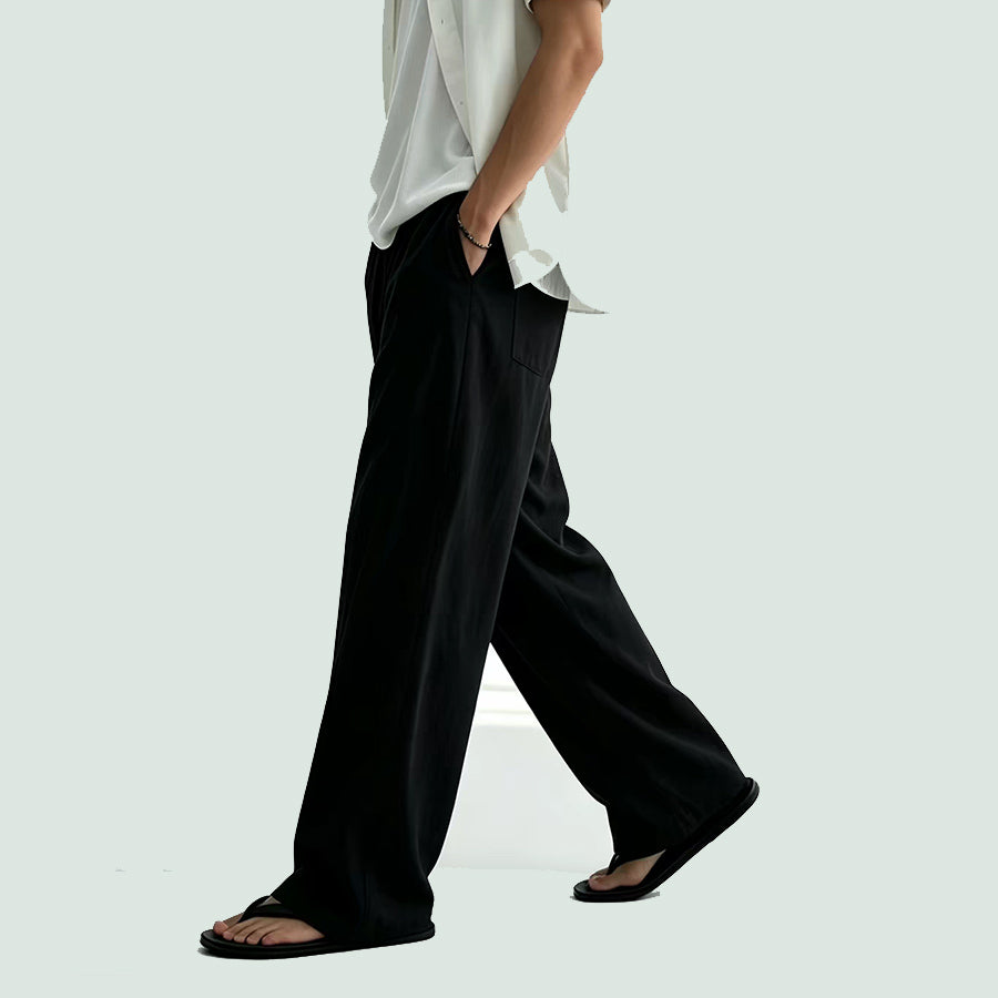 Tencel linen blended pants loose fit unisex pants