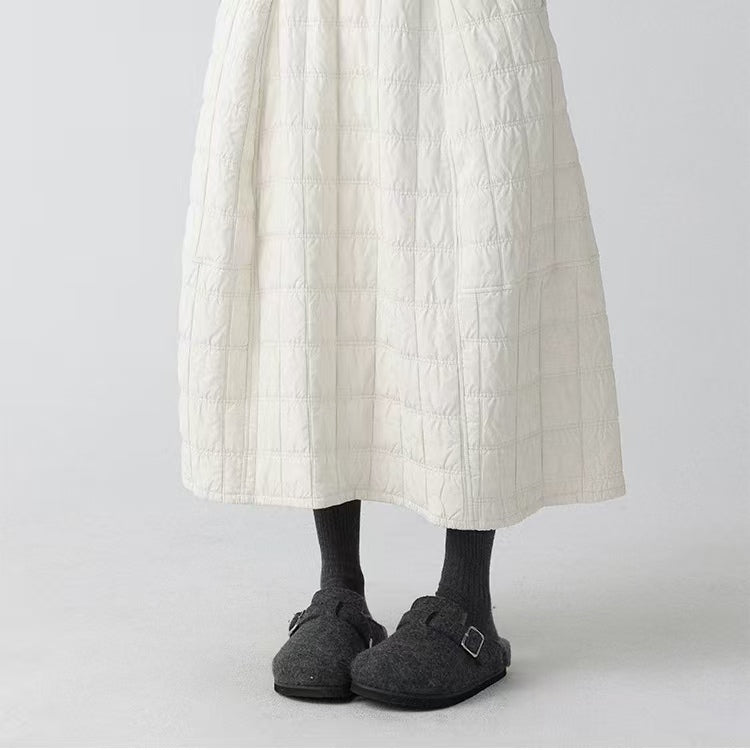 Light weight padded skirt winter midi skirt