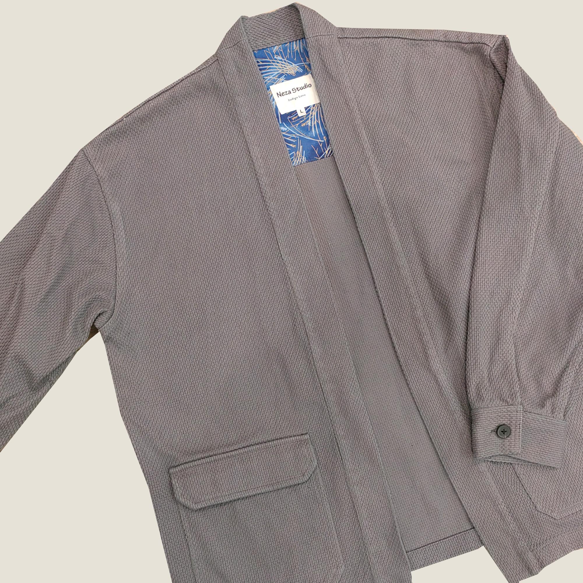 Sashiko kimono jacket Gray color thick cotton sashiko jacket casual kimono jacket unisex