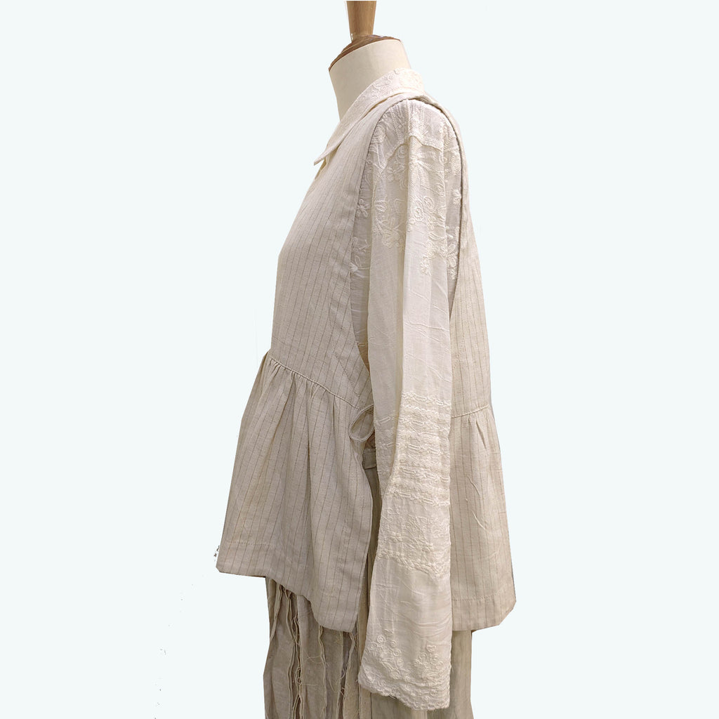 Spring Linen striped vest flare vest soft linen vest side open vest striped vest
