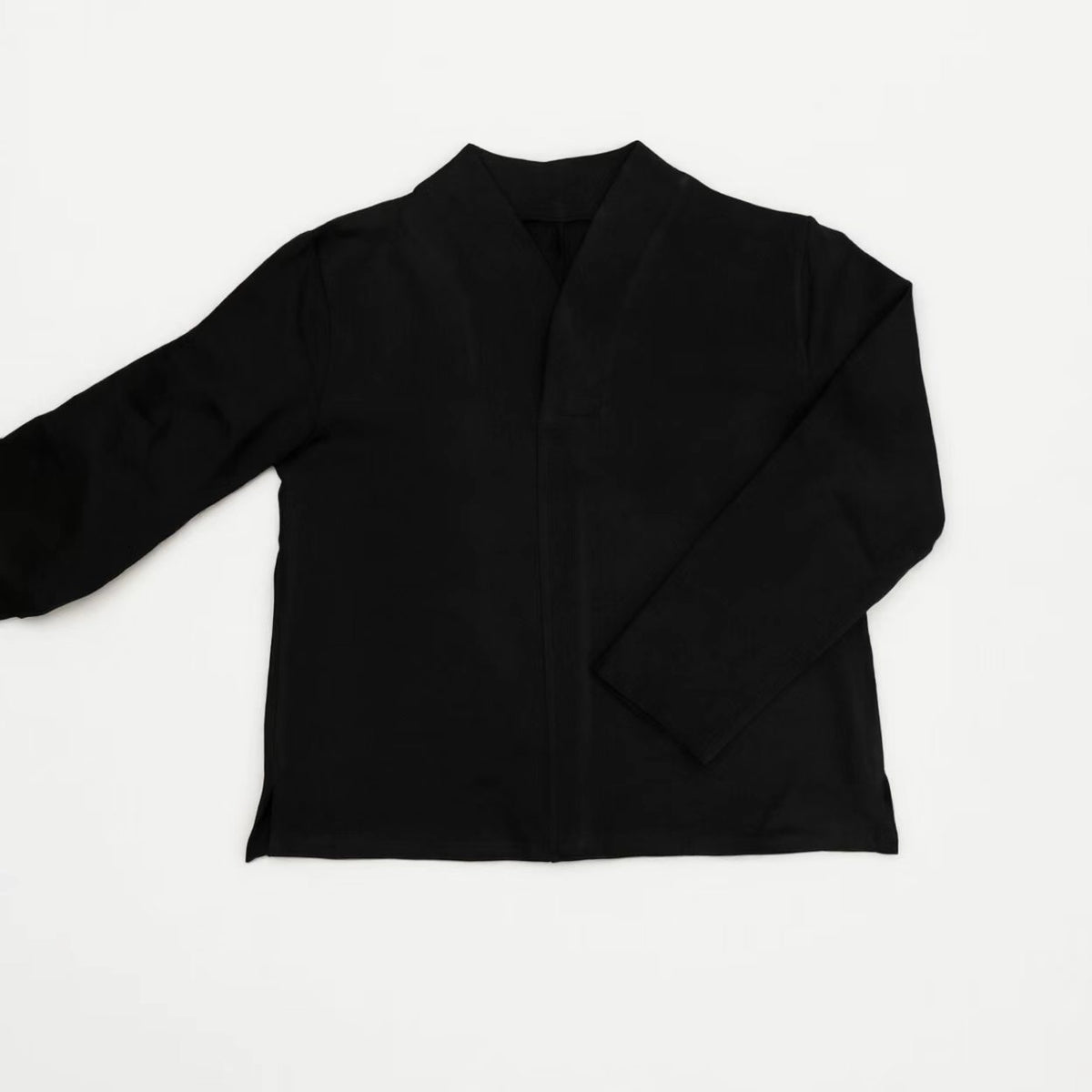 High Collar Cotton jersey top Kimono collar style long sleeves T shirt