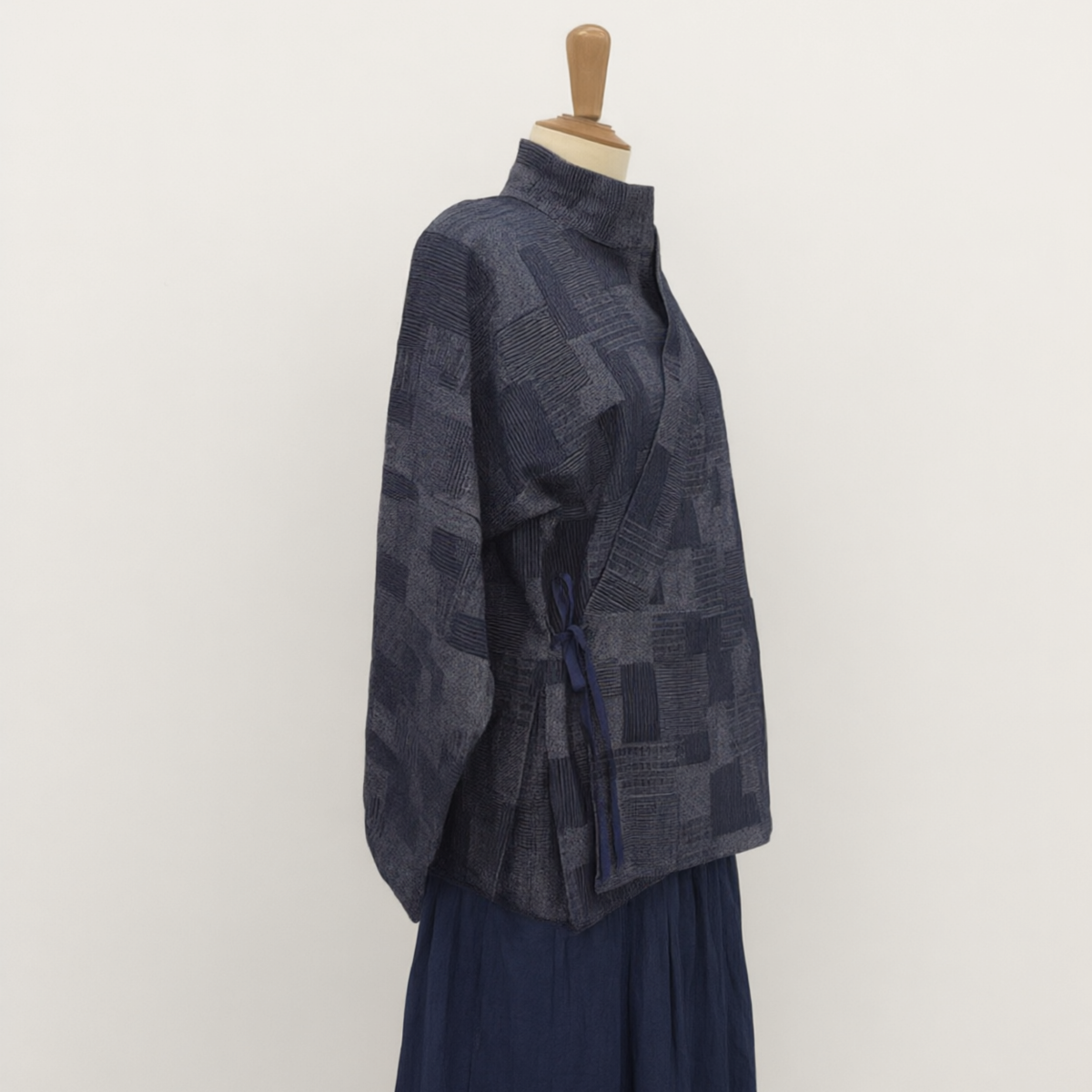 High collar Hanfu style denim top unisex Hanfu