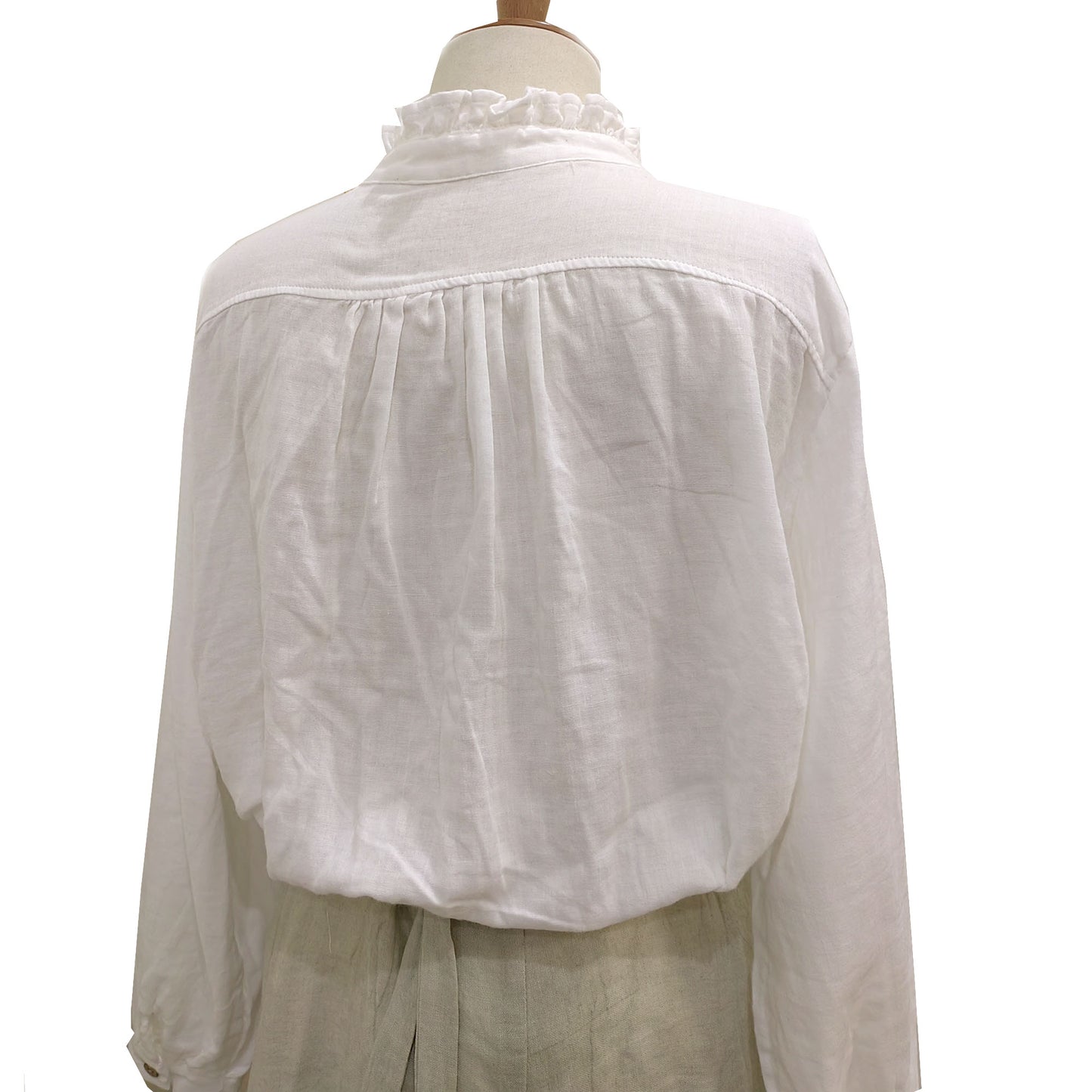 Cotton lace shirt retro style white cotton shirt double gauze cotton fabric white blouse