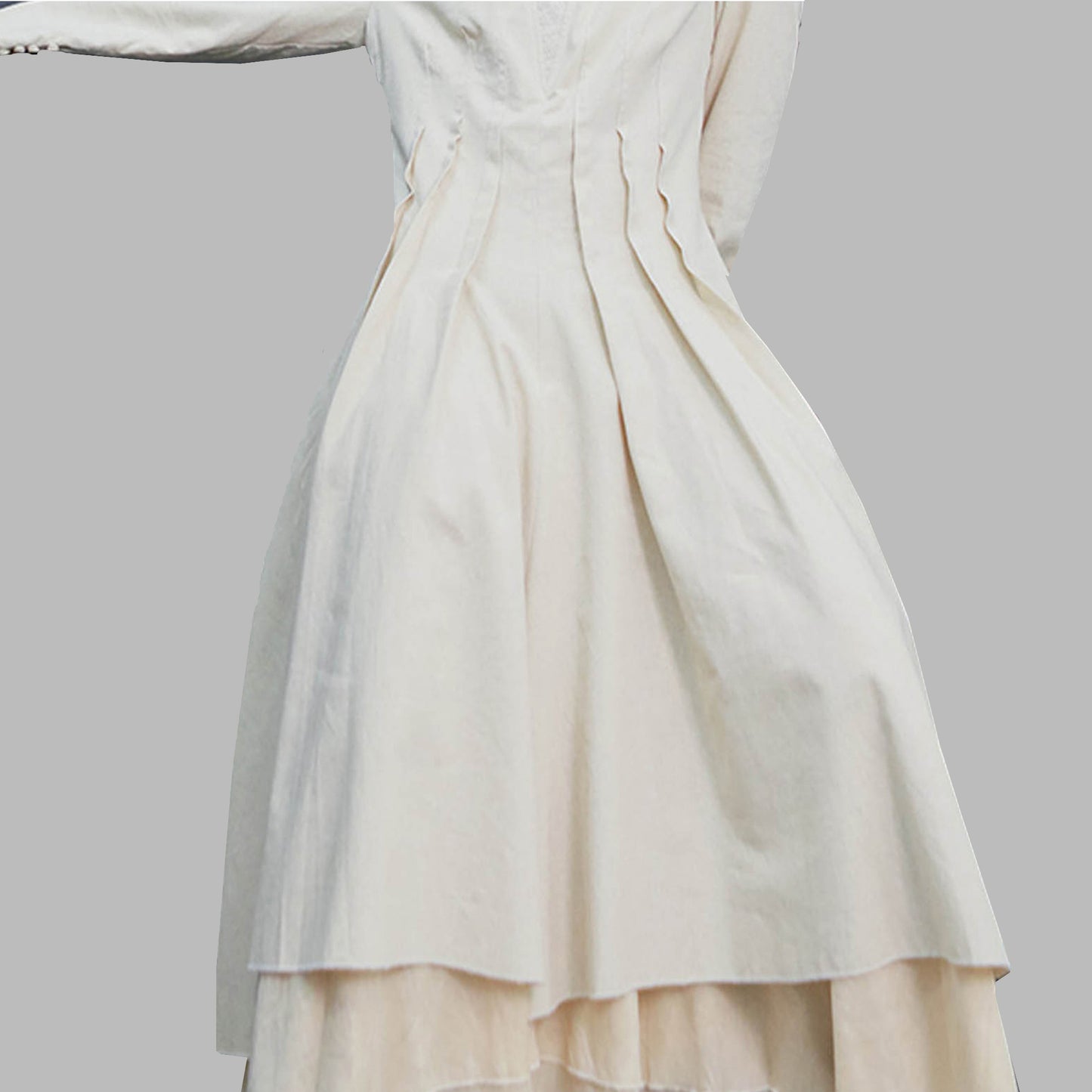Retro style long dress linen cotton dress long sleeves layered dress