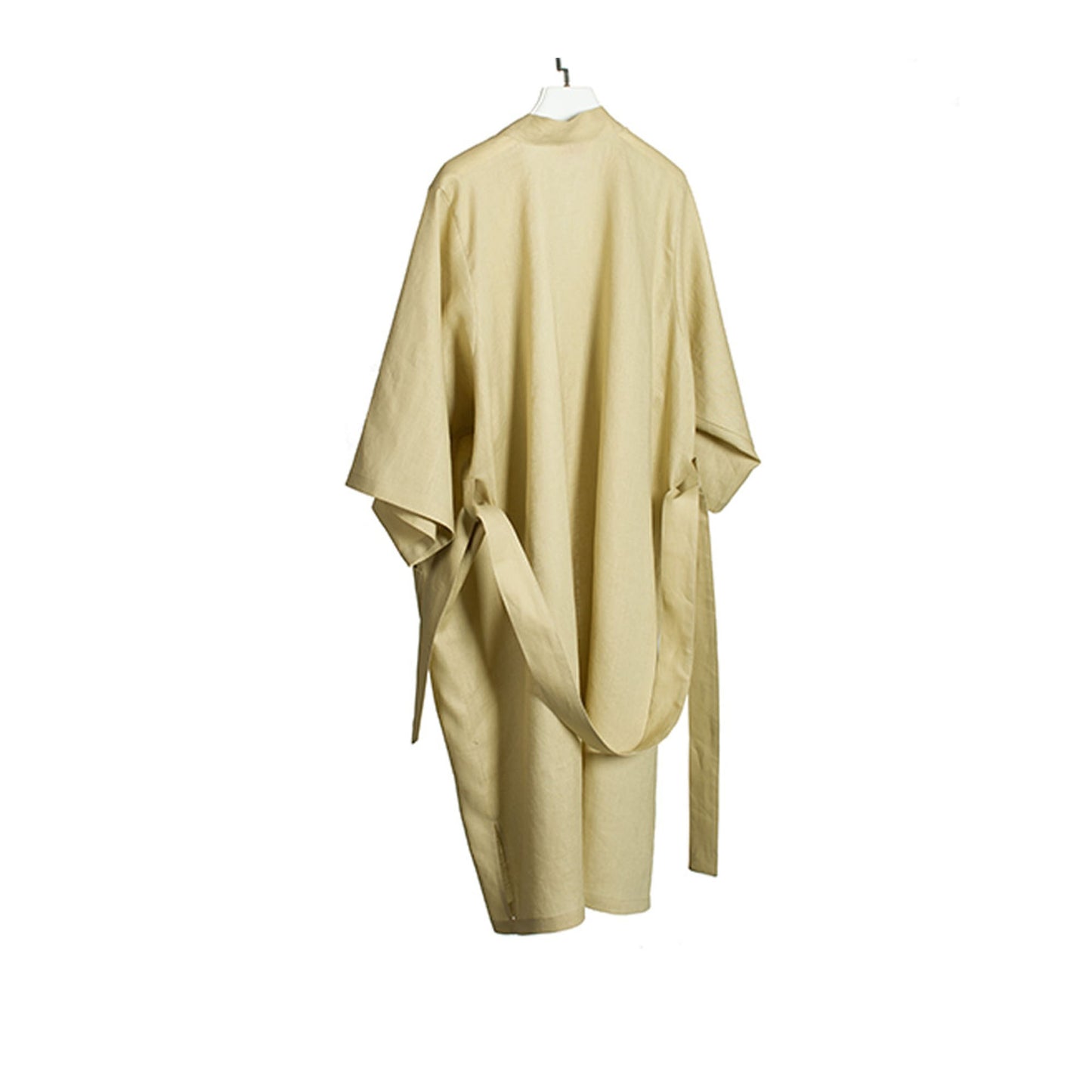 Linen loose fit Kimono style trench Pale yellow color