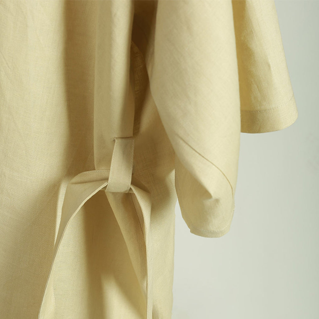 Linen loose fit Kimono style trench Pale yellow color