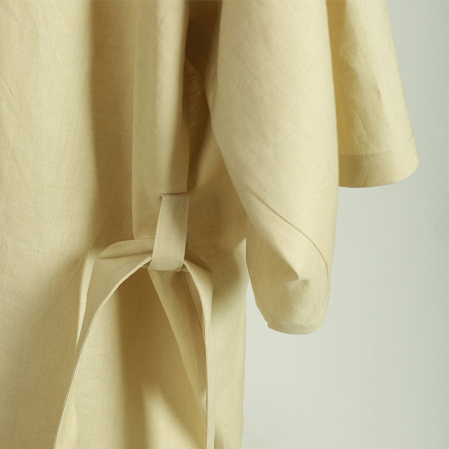 Linen loose fit Kimono style trench Pale yellow color
