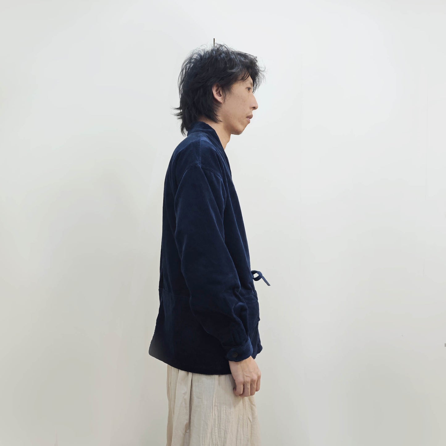Natural Indigo dyed Kimono shirt cotton corduroy kimono shirt woad dyed corduroy kimono
