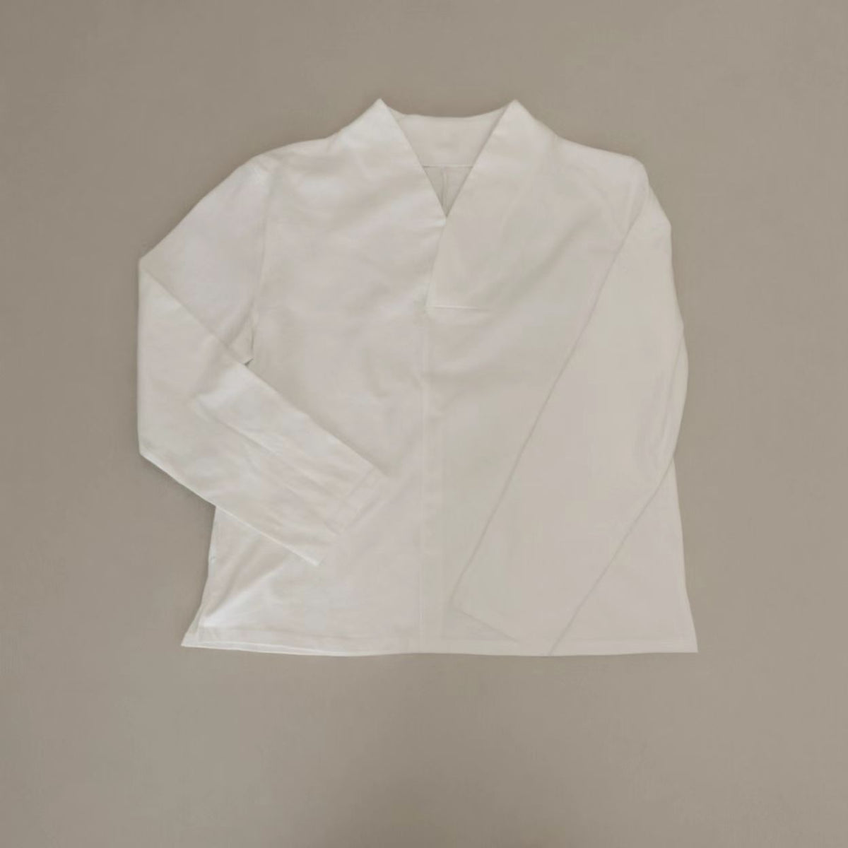 High Collar Cotton jersey top Kimono collar style long sleeves T shirt