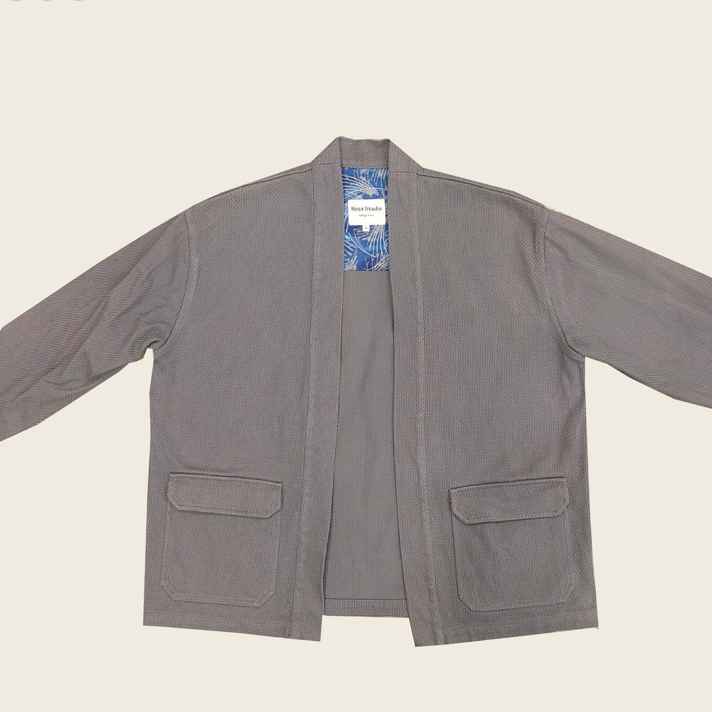 Sashiko kimono jacket Gray color thick cotton sashiko jacket casual kimono jacket unisex