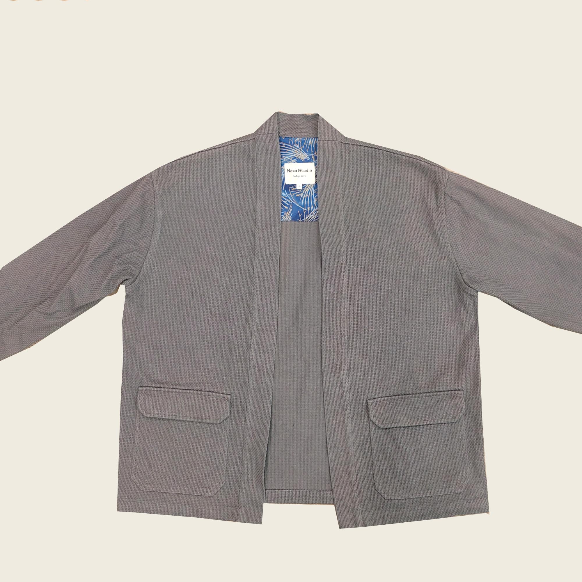 Sashiko kimono jacket Gray color thick cotton sashiko jacket casual kimono jacket unisex