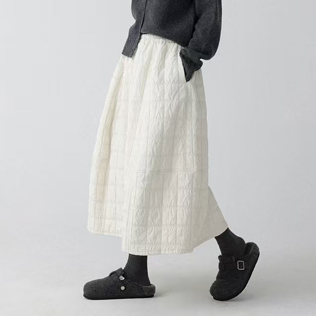 Light weight padded skirt winter midi skirt