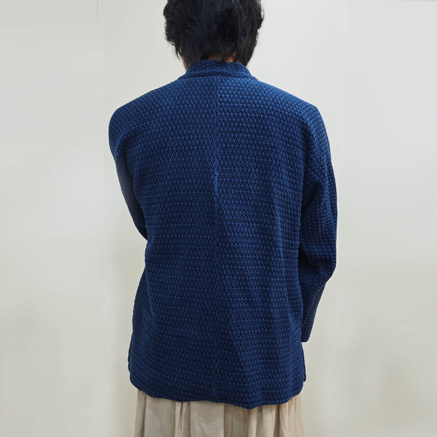 Natural Indigo woad dyeing kimono 3D texture heavy cotton kimono jacket