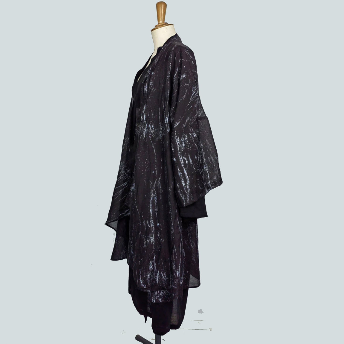 Hanfu Set, Haori Kimono 3PCS Set Japanese Style Robe Chinese Hanfu Dress Modified Hanfu Neza Studio Maxi Kimono Dress OBI belt Black Hanfu