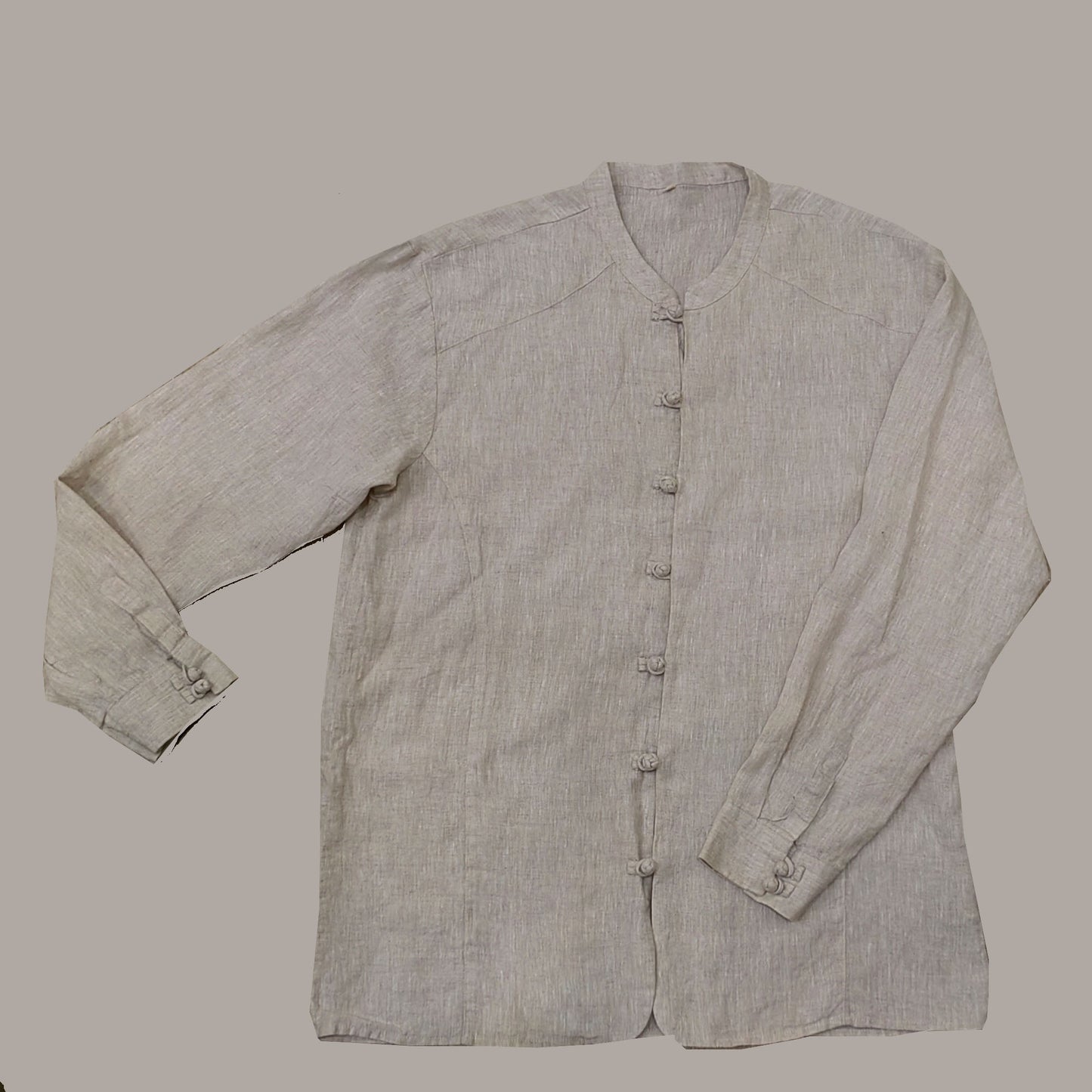 Linen shirt Chinese style linen shirt with frog toggles Dew retting fabric