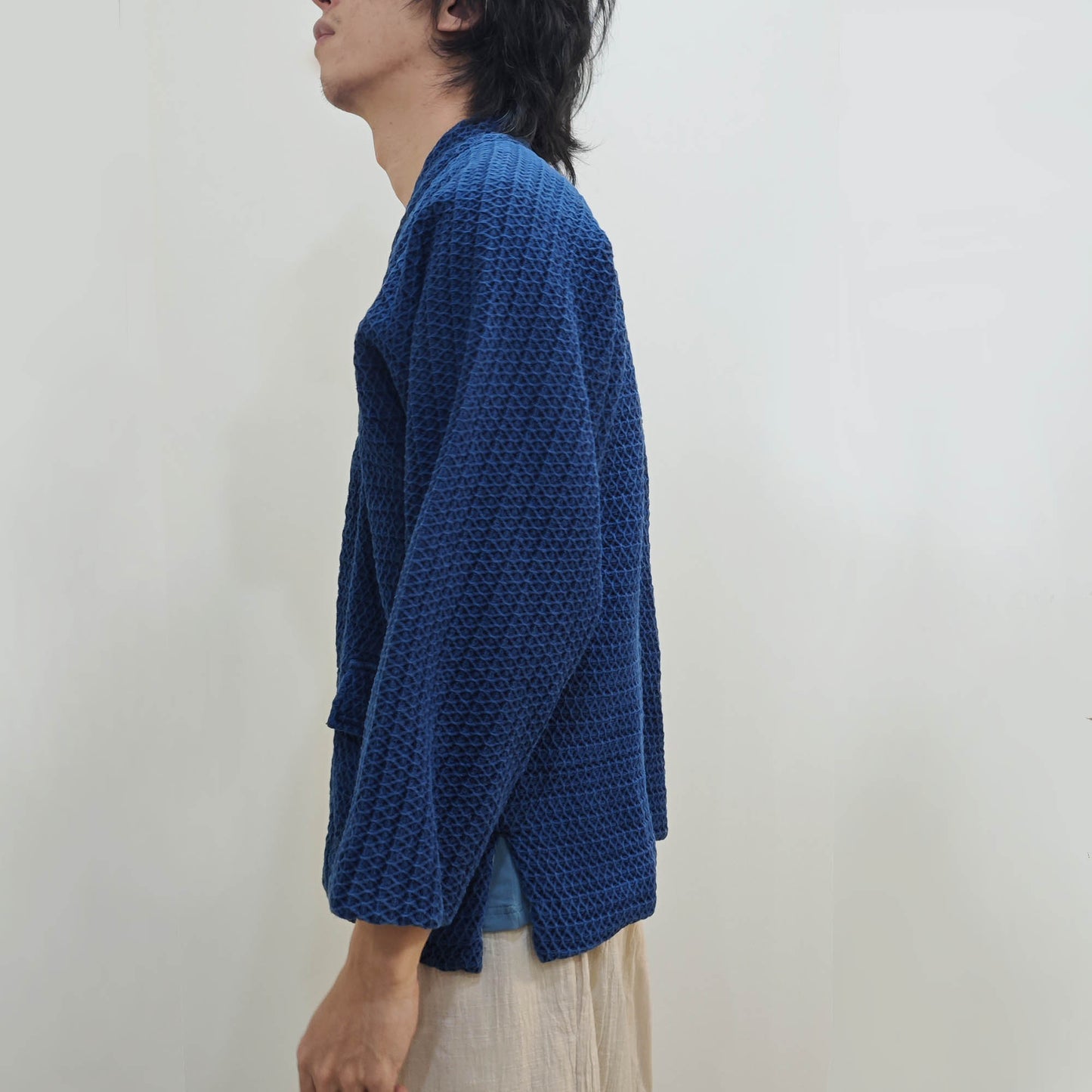 Natural Indigo woad dyeing kimono 3D texture heavy cotton kimono jacket