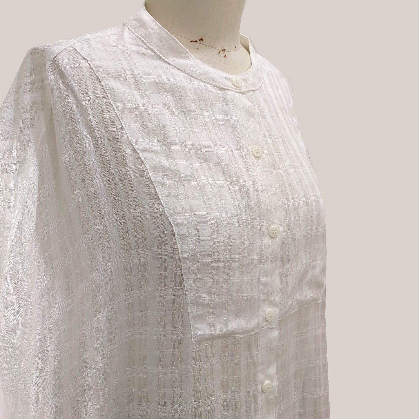 Light weight white blouse checked weave rayon shirt white shirt loose fit