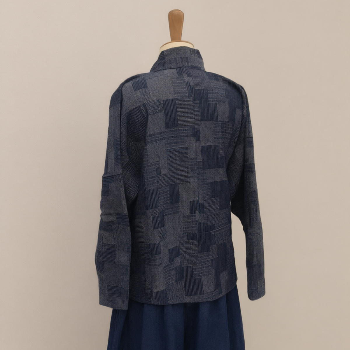 High collar Hanfu style denim top unisex Hanfu