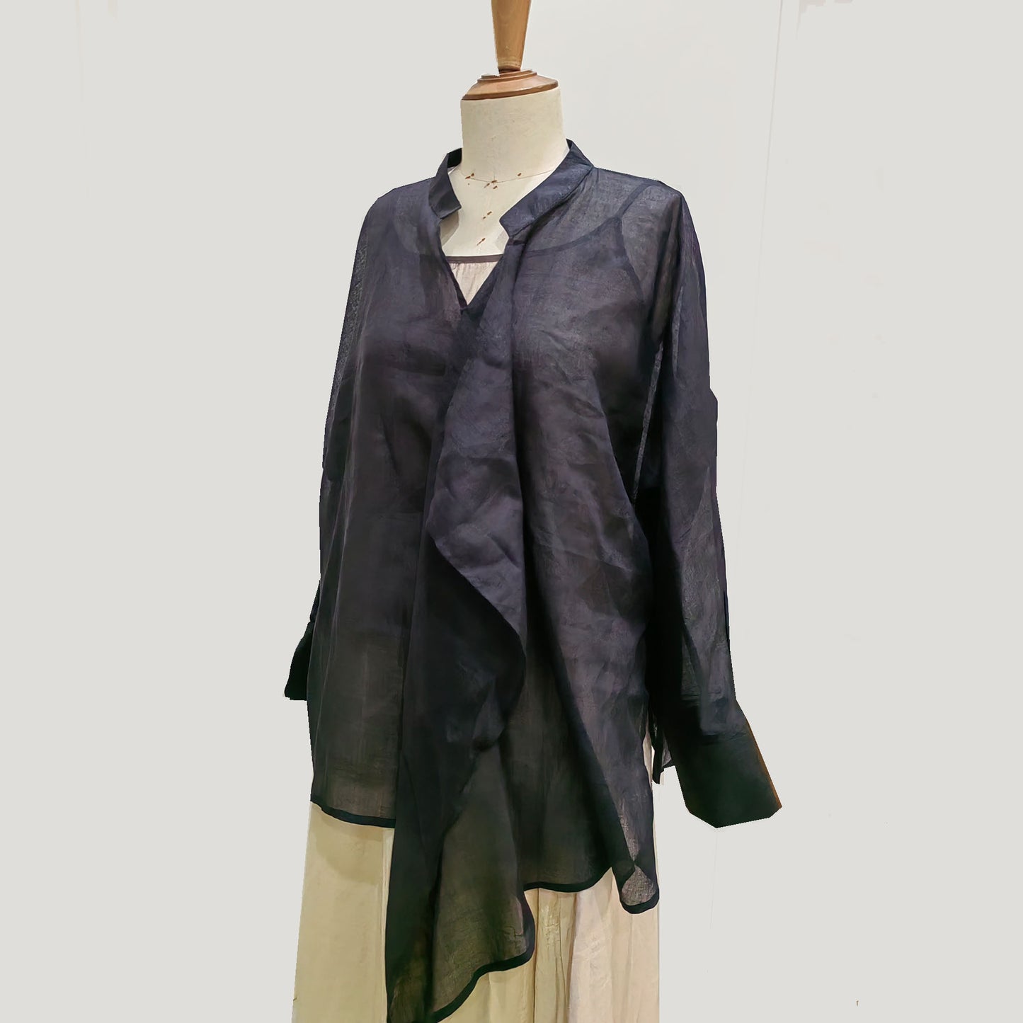 Black ramie loose fit top light weight ramie top women's ramie blouse