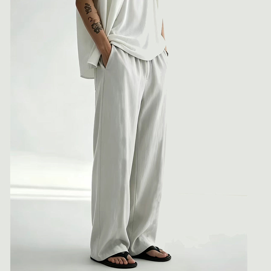 Tencel linen blended pants loose fit unisex pants