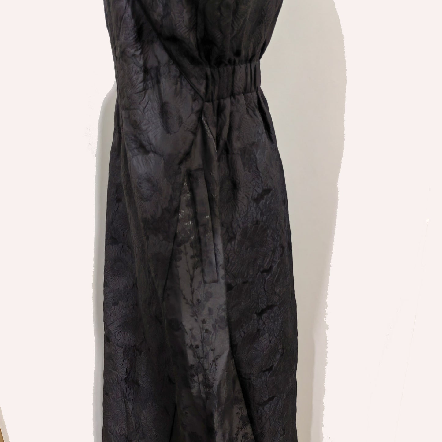 Sample SALES Black dress mixed fabric stand collar fitted black dress jacquard fabric