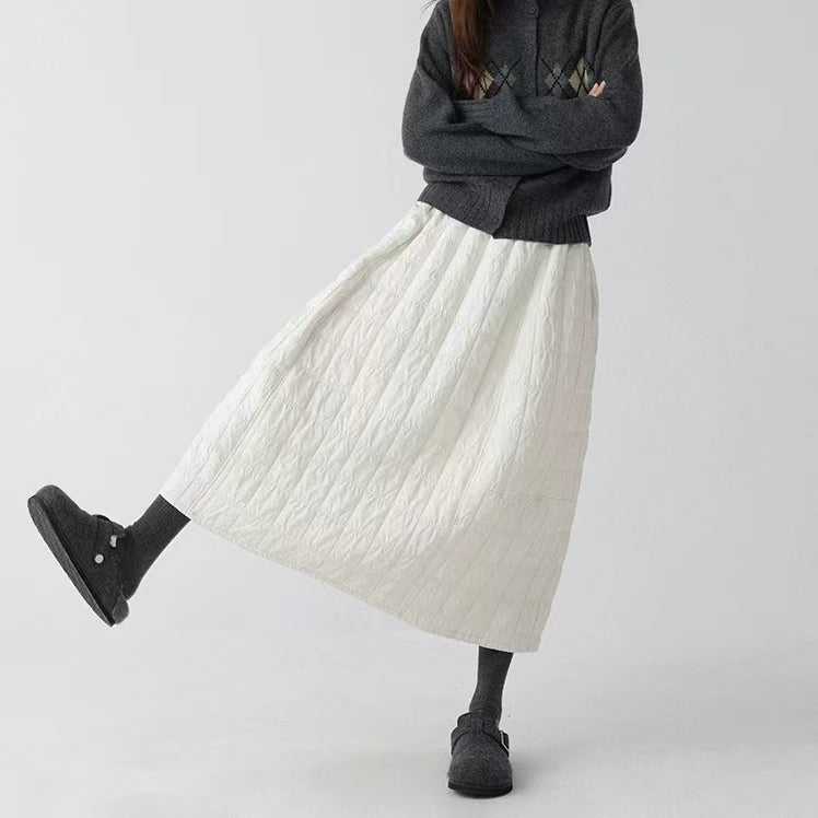 Light weight padded skirt winter midi skirt