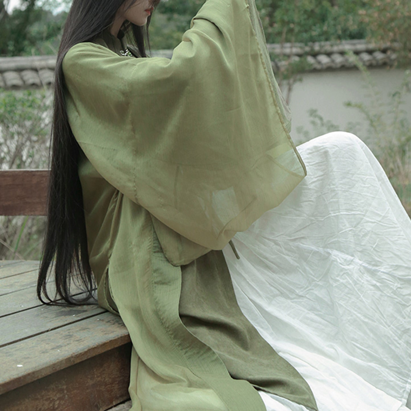 Flowing Hanfu Soft Tencel fabric Light and airy Hanfu Top Chinese style Hanfu dress for women Green hanfu top