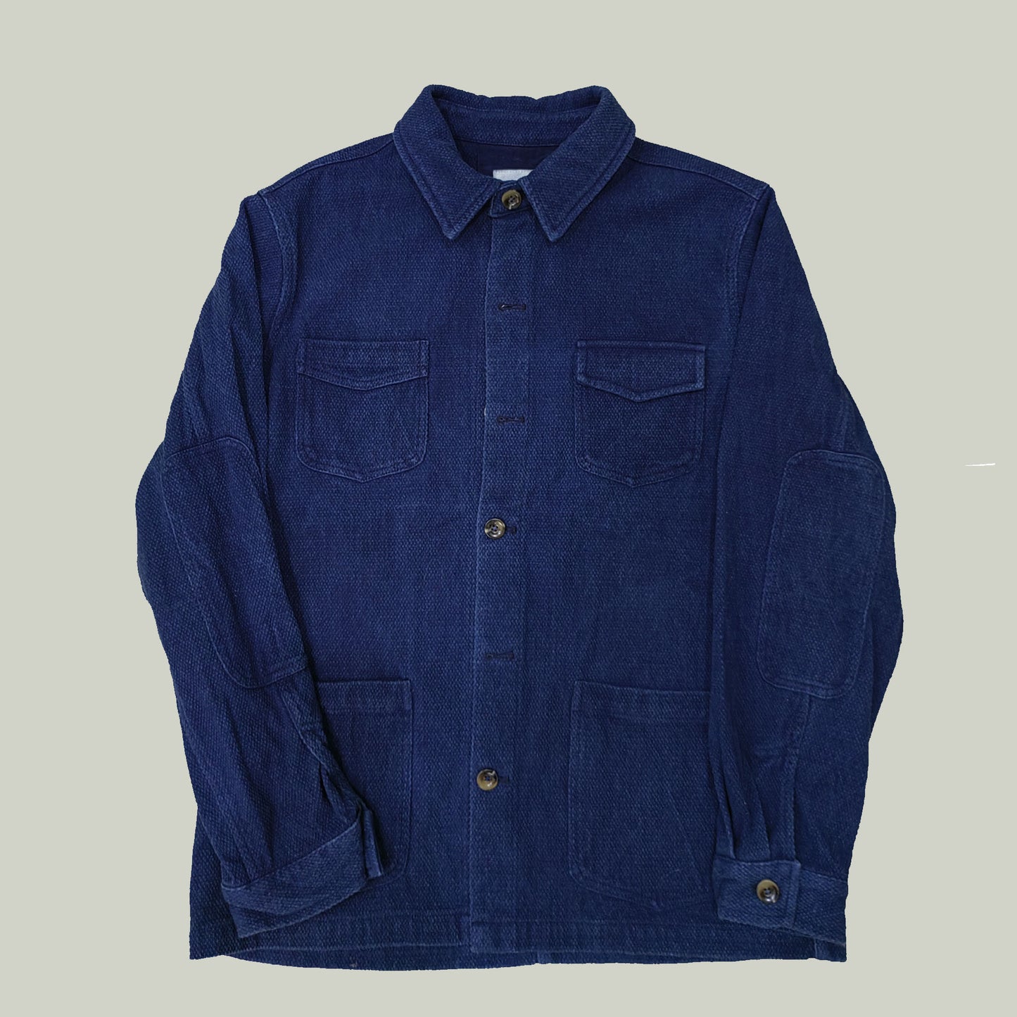 Retro French work jacket Indigo dyed sashiko cotton fabric retro jacket