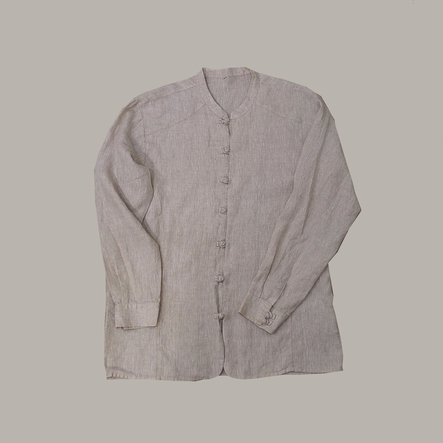 Linen shirt Chinese style linen shirt with frog toggles Dew retting fabric