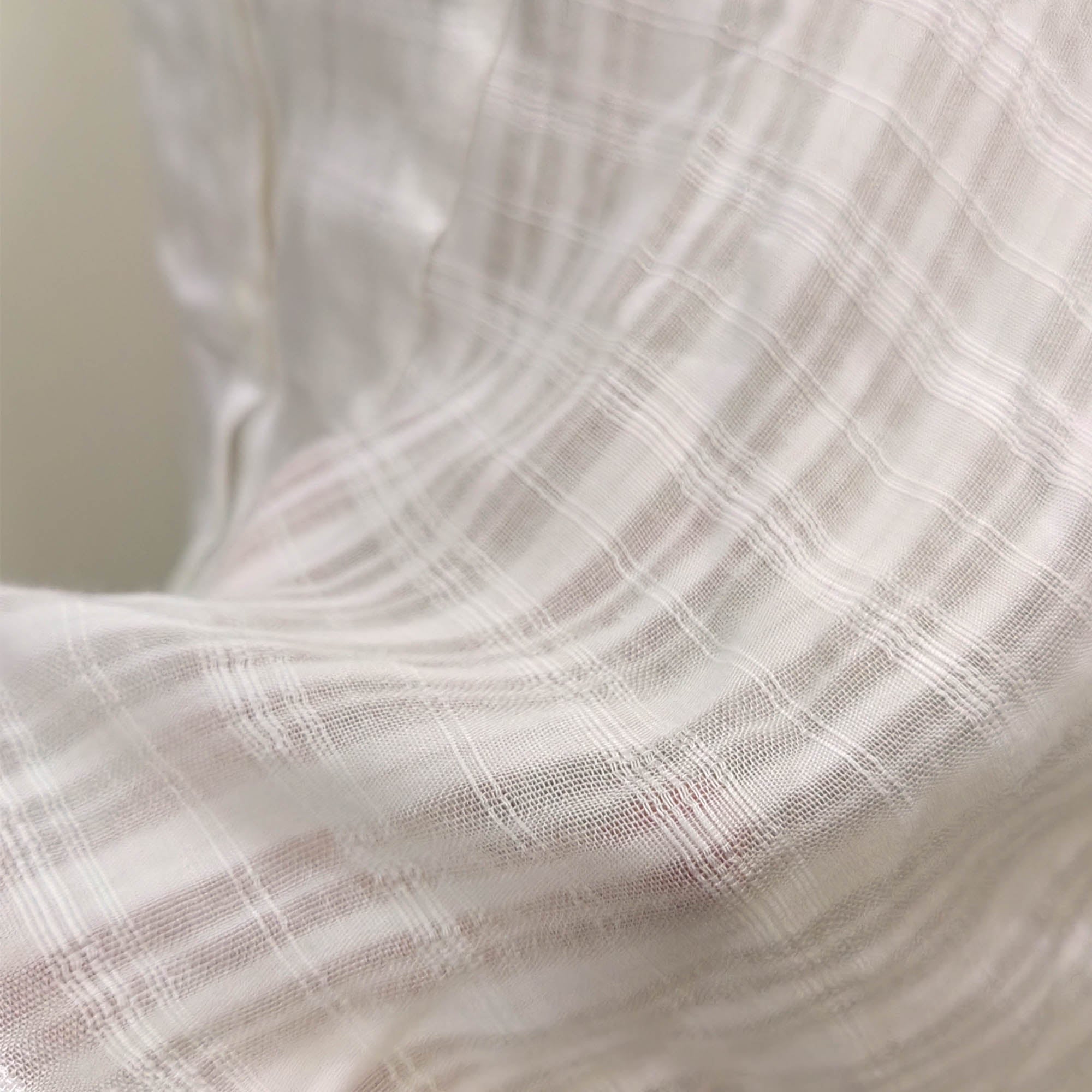Light weight white blouse checked weave rayon shirt white shirt loose fit