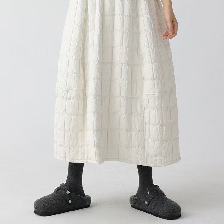 Light weight padded skirt winter midi skirt