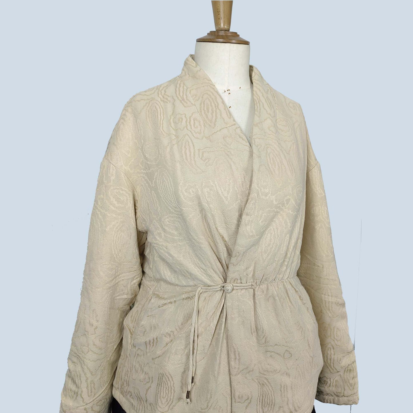 Beige color padded jacket monochromic jacquard cotton jacket Chinese style padded jacket