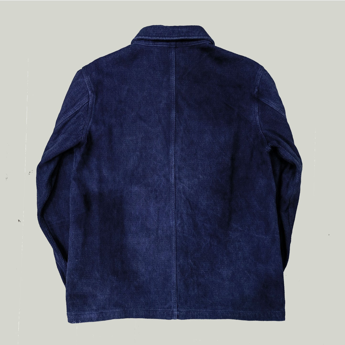 Retro French work jacket Indigo dyed sashiko cotton fabric retro jacket