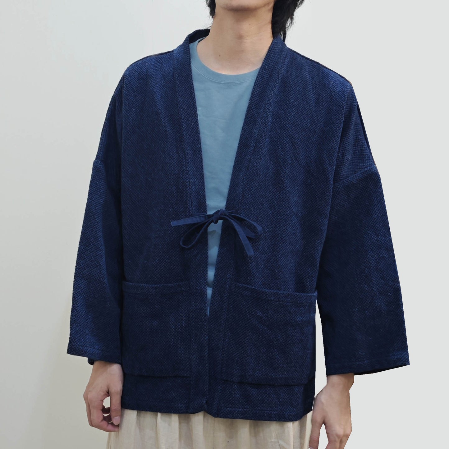 Indigo plant dyed kimono sashiko cotton kimono jacket natural woad dyeing kimono deep blue heavy sashiko cotton jacket