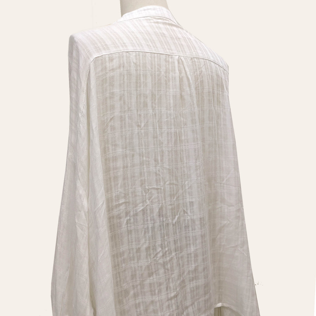 Light weight white blouse checked weave rayon shirt white shirt loose fit
