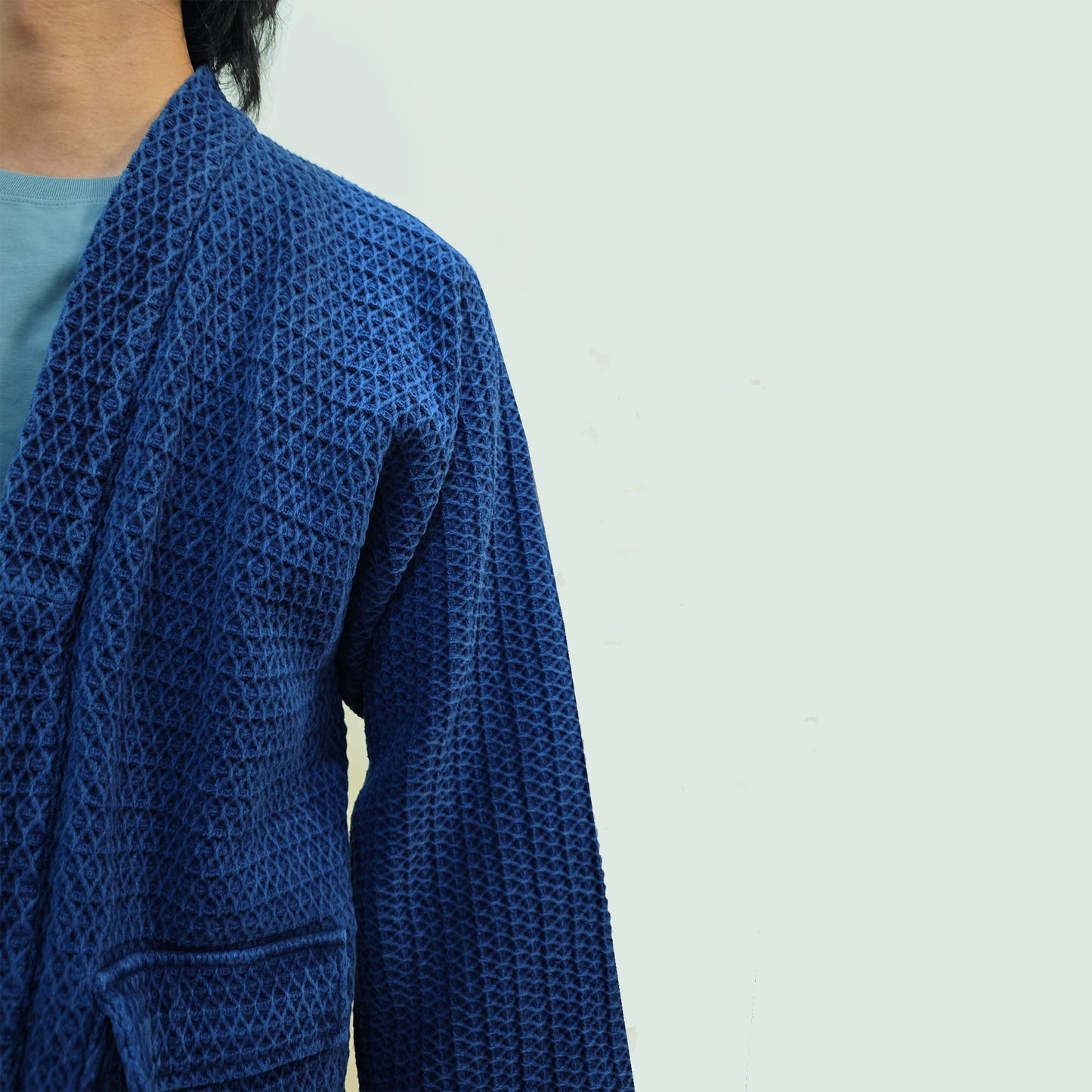 Natural Indigo woad dyeing kimono 3D texture heavy cotton kimono jacket