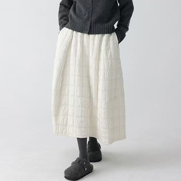 Light weight padded skirt winter midi skirt