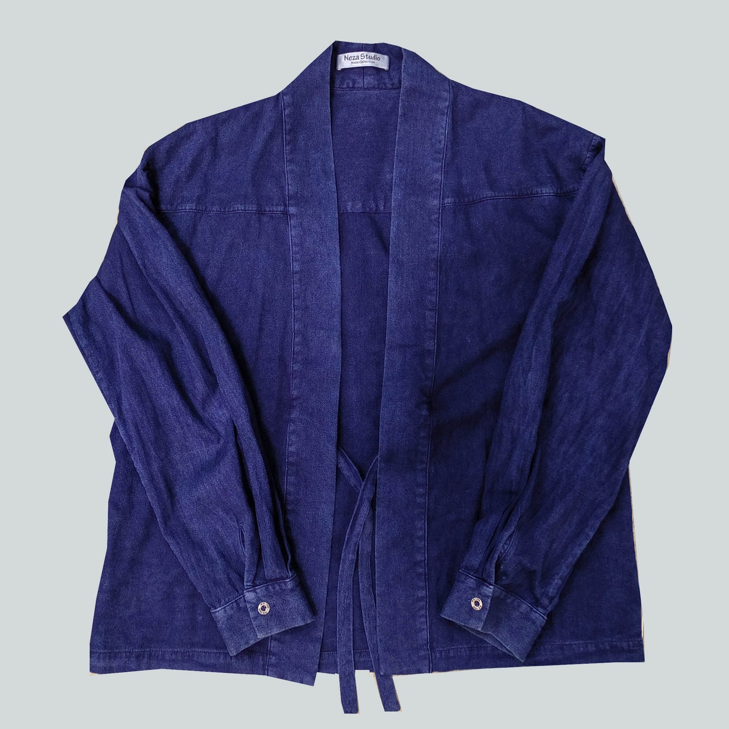 Indigo cotton shirt kimono style cotton shirt hand dyed indigo cotton shirt unisex