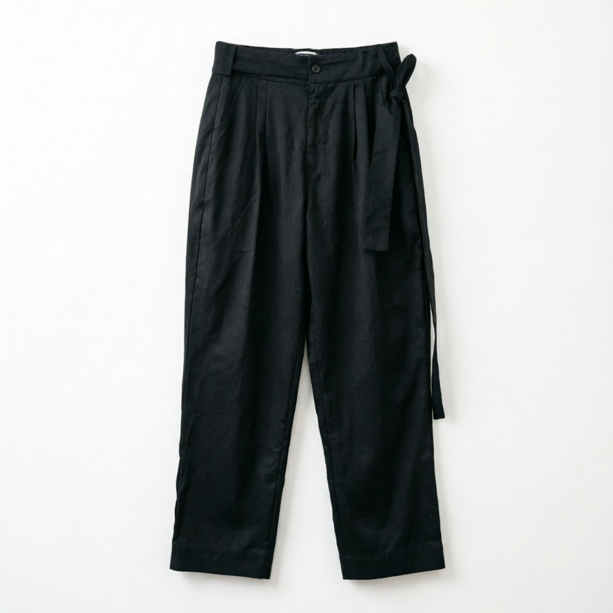 Cotton pants with long belt relax fit trousers unisex pants