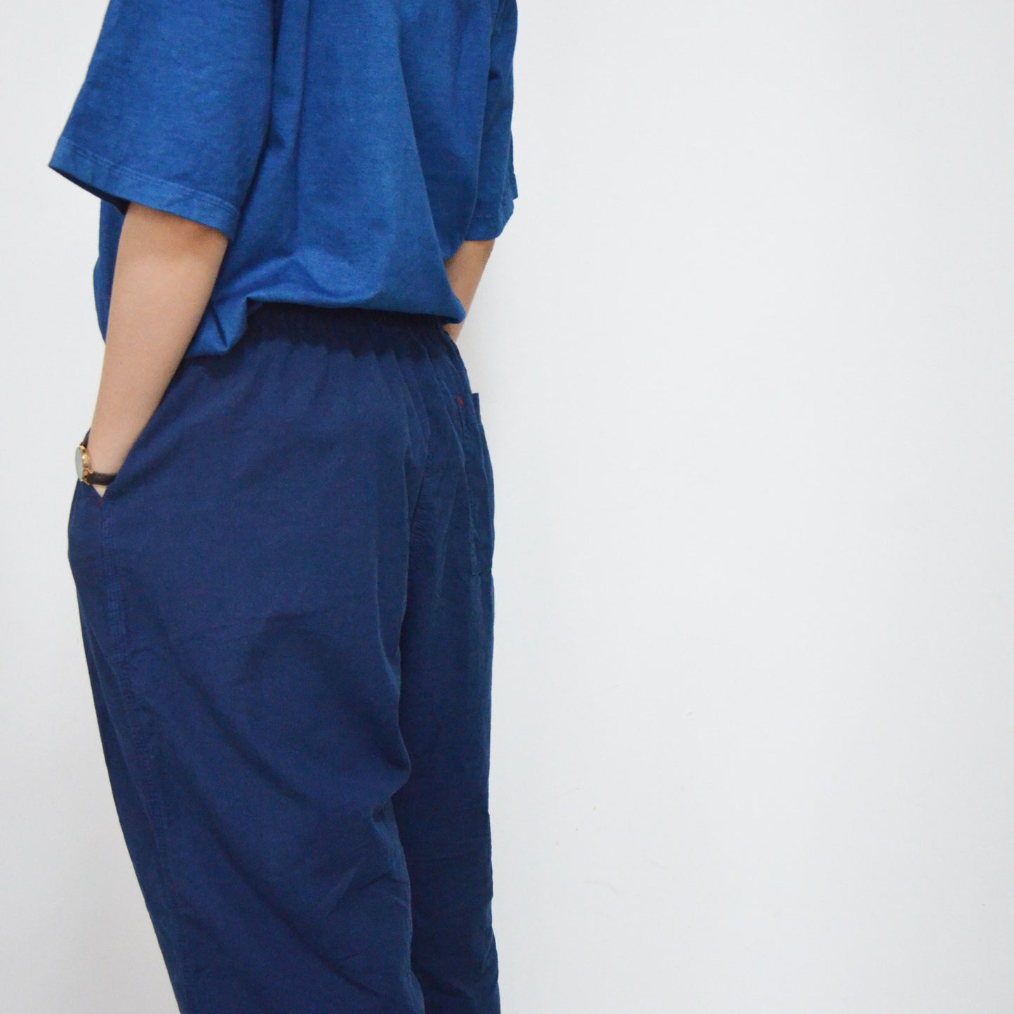 Indigo blue Pants dye trousers natural plant dye cotton pants Unisex Pants with Elastic Band waist Summer Pants