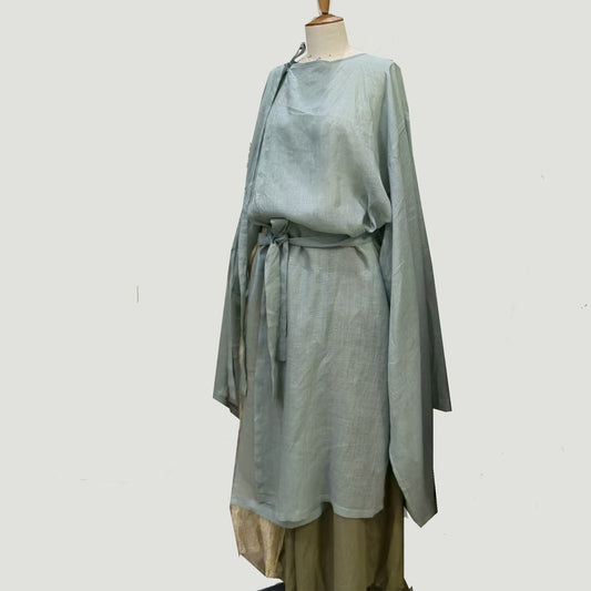 Ramie mint green kariginu Japanese traditional garment loose fit Kariginu robe