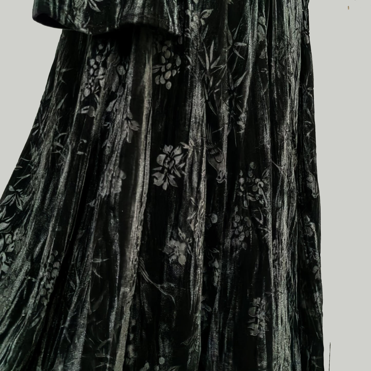 Black velvet long sleeves dress with OBI belt
