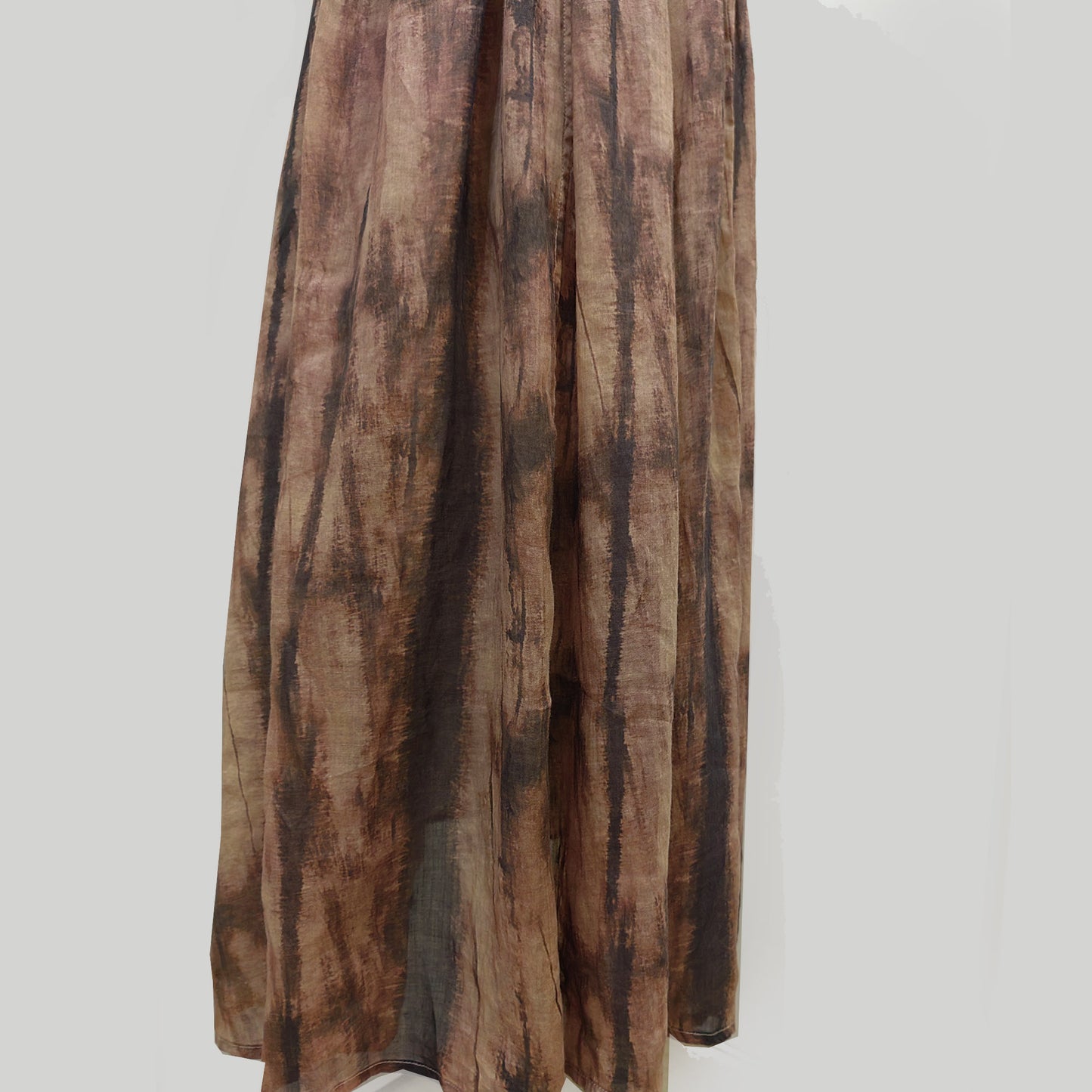 Ramie loose fit cardigan with skirt tie dye motif brown ramie set