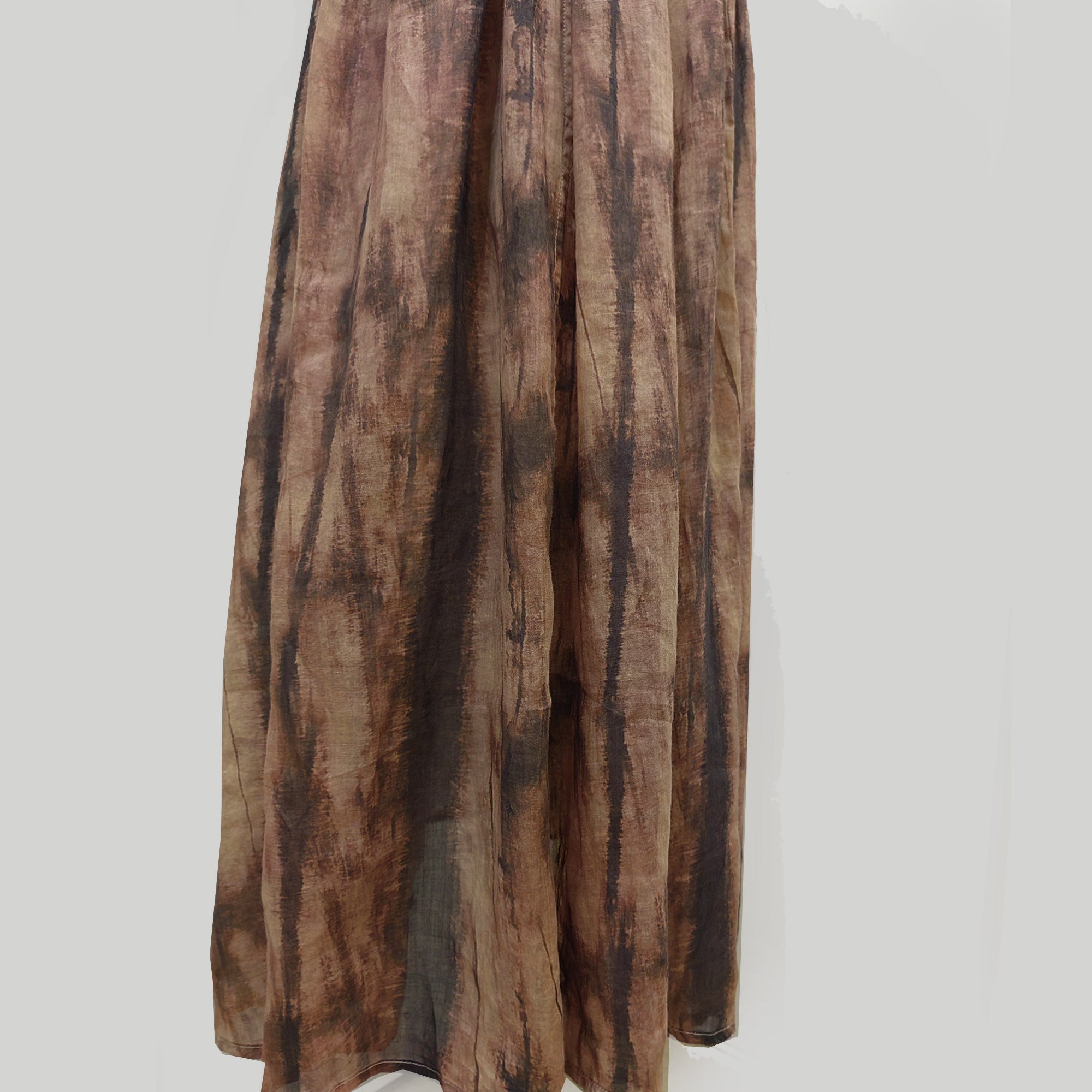 Ramie loose fit cardigan with skirt tie dye motif brown ramie set