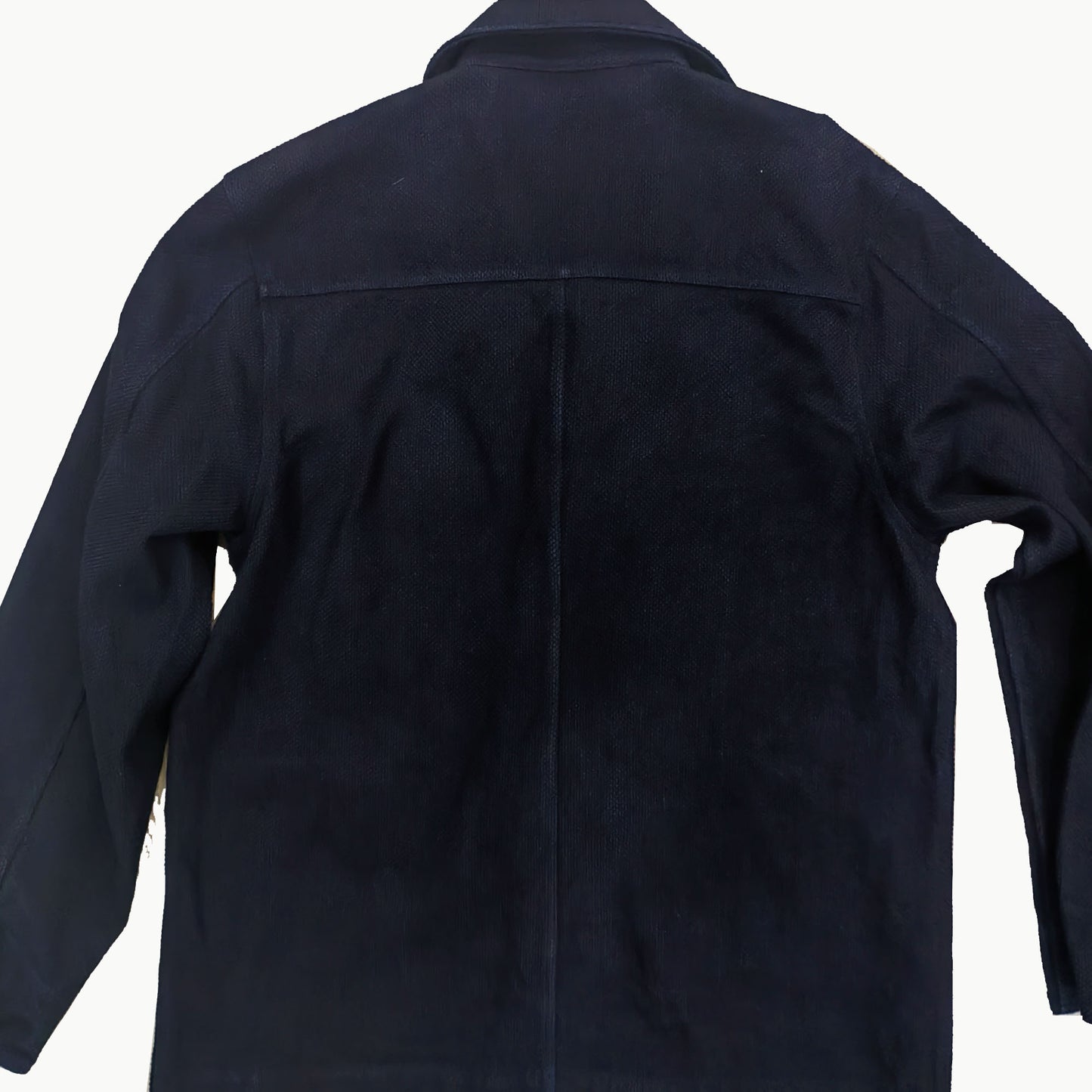 Sashiko cotton retro jacket Black blue cotton sashiko retro style large flap collar jacket