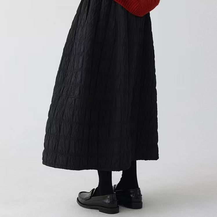 Light weight padded skirt winter midi skirt