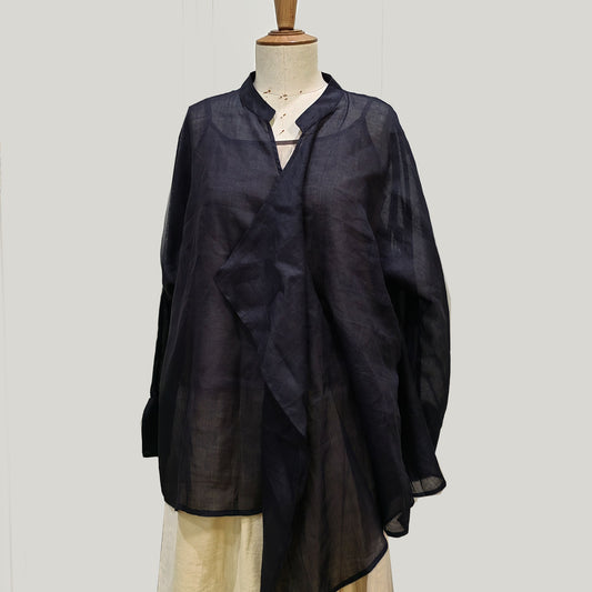 Black ramie loose fit top light weight ramie top women's ramie blouse