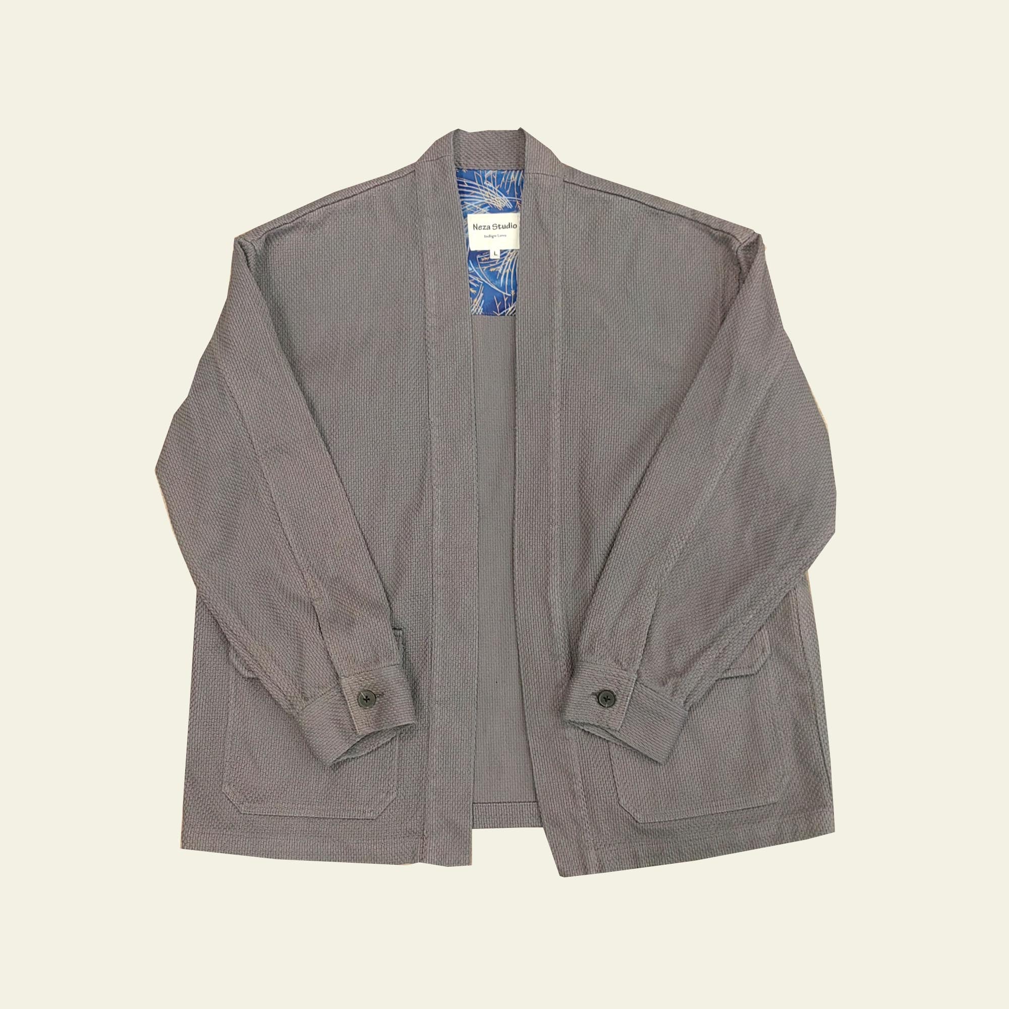Sashiko kimono jacket Gray color thick cotton sashiko jacket casual kimono jacket unisex